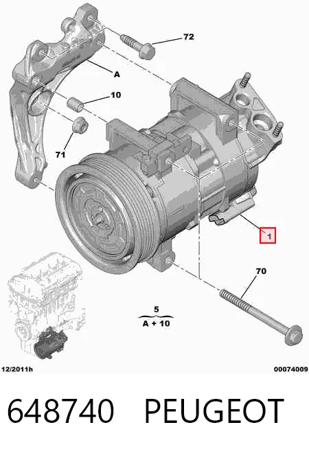648740 Peugeot/Citroen Компрессор хладагента