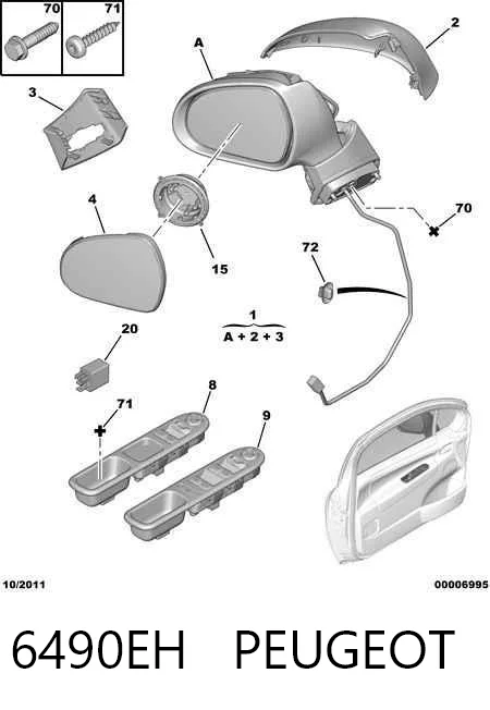 6490EH Peugeot/Citroen Кнопки переднего левого стекло подъёмника