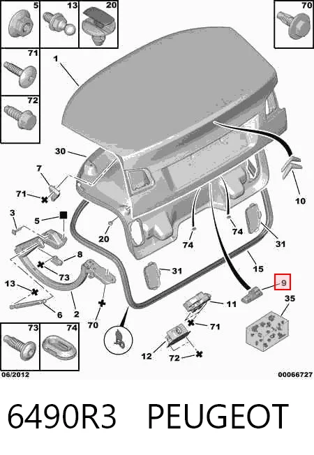 6490R3 Peugeot/Citroen Ручка двери багажника, наружная