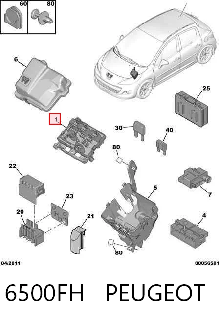 6500FH Peugeot/Citroen Монтажный блок предохранителей