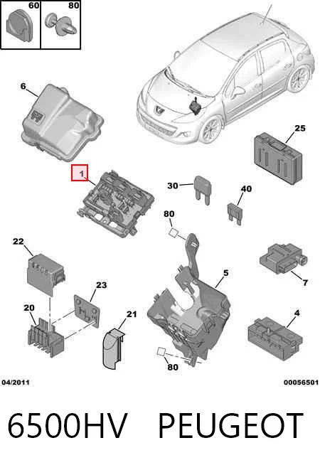 6500HV Peugeot/Citroen Монтажный блок предохранителей