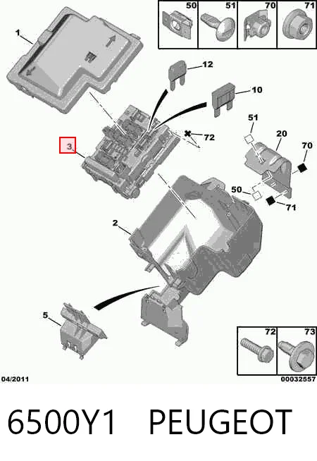 6500Y1 Peugeot/Citroen Монтажный блок предохранителей