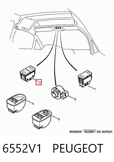 6552V1 Peugeot/Citroen Кнопка включения мотора стеклоподъемника передняя левая