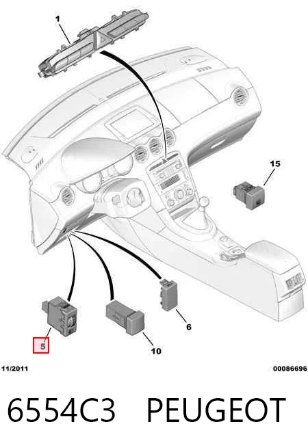 6554C3 Peugeot/Citroen Кнопка корректора фар