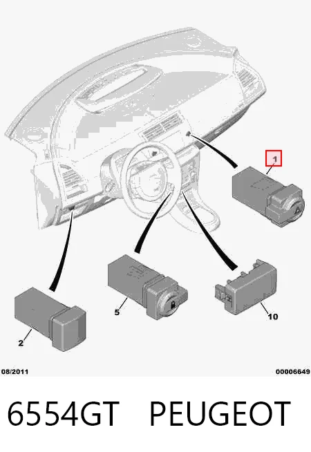 Аварийная кнопка на Citroen C4 I LC