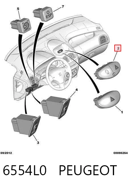 6554L0 Peugeot/Citroen Аварийная кнопка