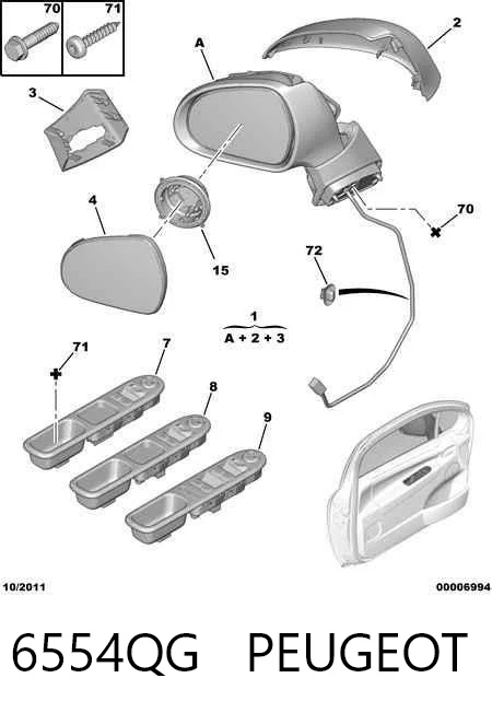6554QG Peugeot/Citroen Кнопки переднего левого стекло подъёмника