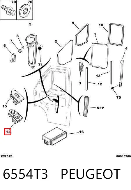 6554T3 Peugeot/Citroen Кнопки переднего левого стекло подъёмника