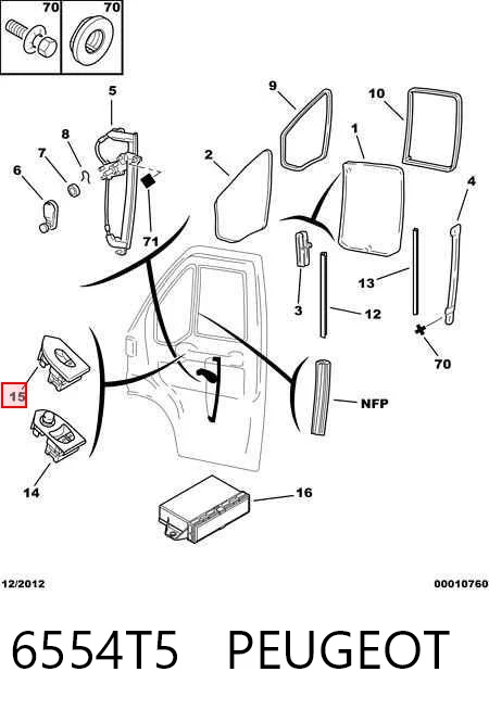 6554T5 Peugeot/Citroen Кнопка подъемника переднего правого стекла