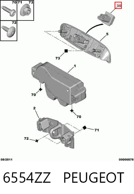 6554ZZ Peugeot/Citroen Кнопка привода замка крышки багажника (двери 3/5-й (ляды)