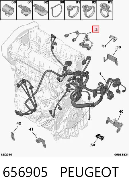 656905 Peugeot/Citroen Разъем (фишка) топливной форсунки