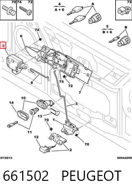 661502 Peugeot/Citroen Мотор замка двери