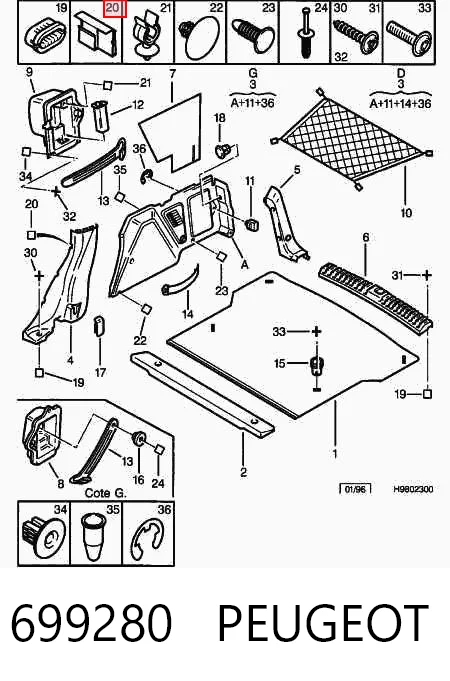 699280 Peugeot/Citroen Пистон (клип) обшивки стойки кузова