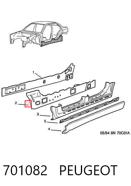 Порог внешний правый Peugeot 605 6B