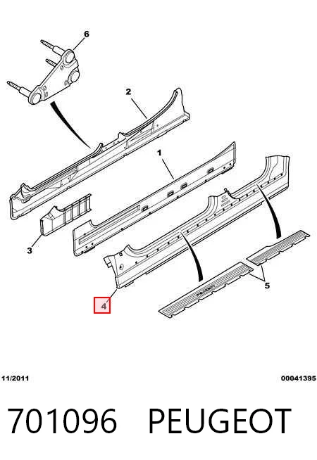Порог внешний правый Peugeot 406 седан (8B) (1995 - 2004) цена, от 40.01 USD