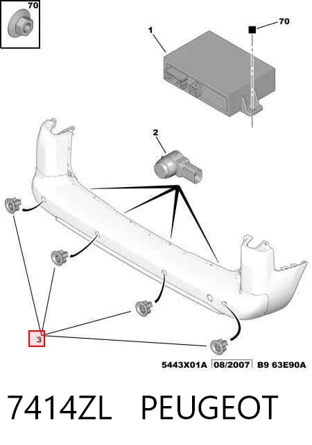 7414ZL Peugeot/Citroen Кронштейн парктроника, задний комплект