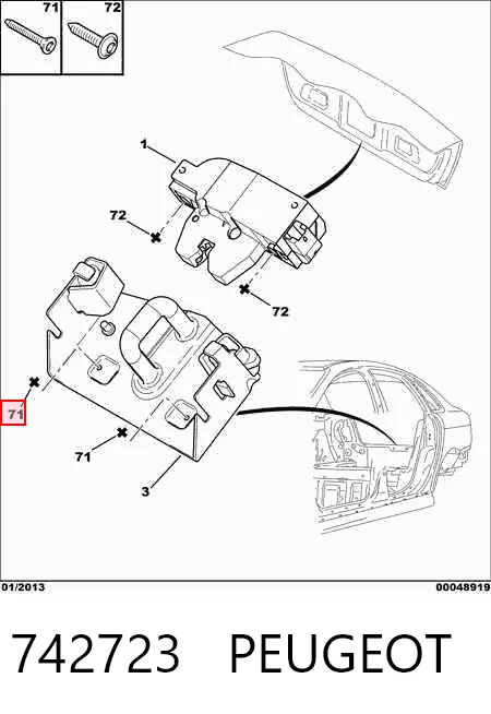 742723 Peugeot/Citroen Ролик двери боковой правый центральный