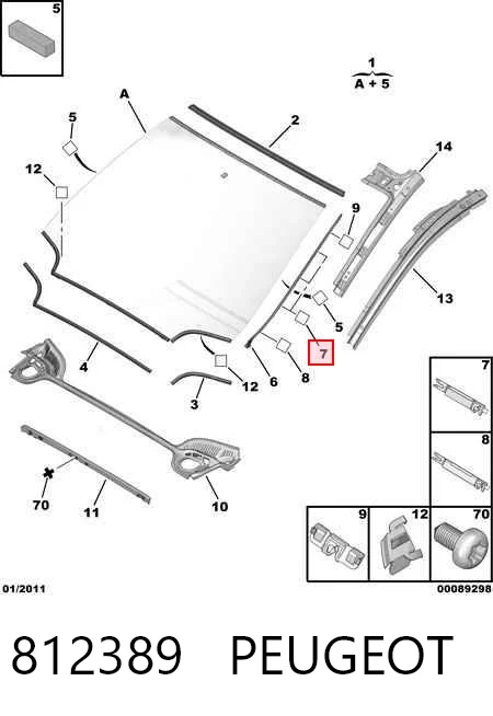 GS5405P461X Icor Клипса крепежная лобового стекла