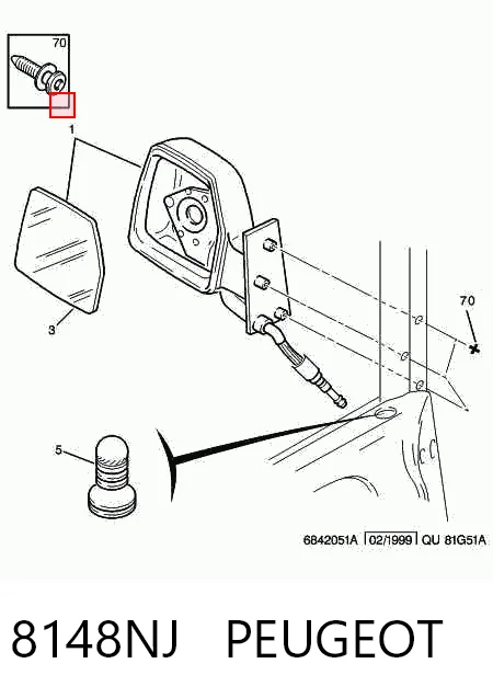 Левое боковое зеркало на Peugeot Expert  224