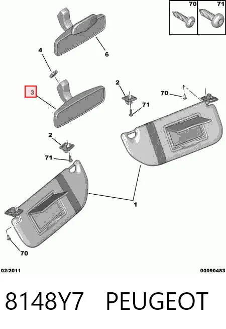 8148Y7 Peugeot/Citroen Зеркало заднего вида в салоне