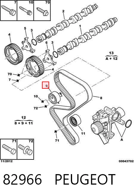 82966 Peugeot/Citroen Ролик натяжителя ремня ГРМ