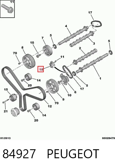 84927 Peugeot/Citroen Натяжитель цепи ГРМ распреддвалов