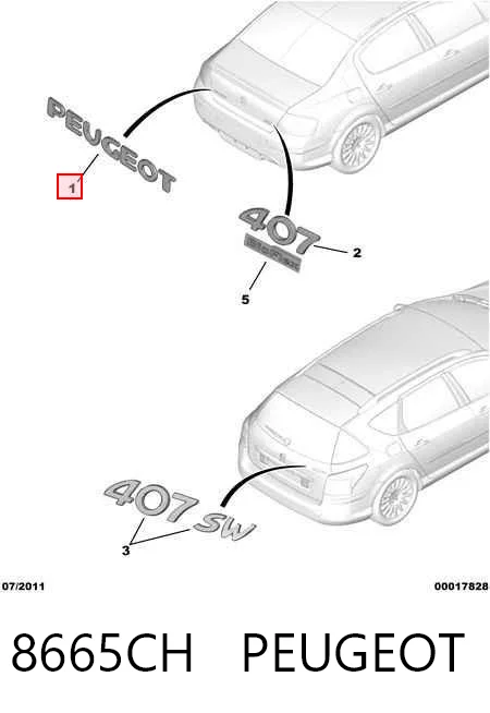 Фирменный значек на багажник на Peugeot 407  6D