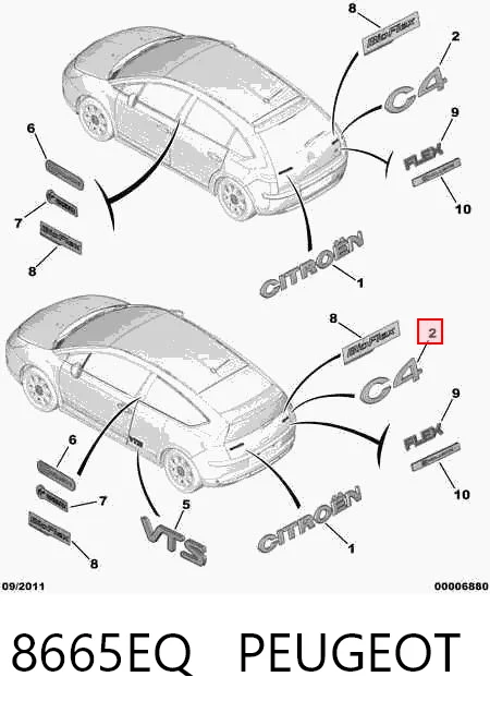Фирменный значек на багажник на Citroen C4 I LC