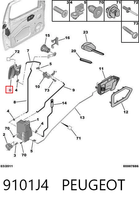 9101J4 Peugeot/Citroen Ручка передней двери наружная, левая