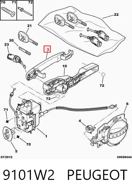 9101W2 Peugeot/Citroen Ручка двери задней наружная