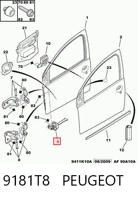 9181T8 Peugeot/Citroen Ограничитель открывания двери