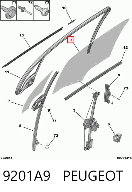 GS2001D303 XYG Стекло двери передней левой