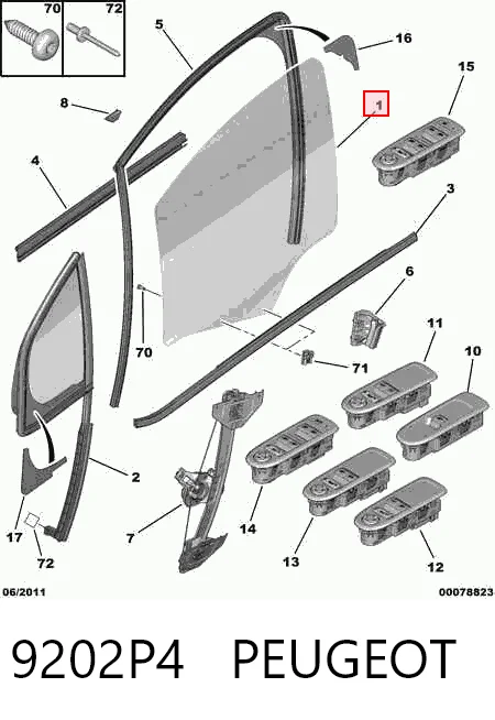 GS2051D302 XYG Стекло передней двери, правой