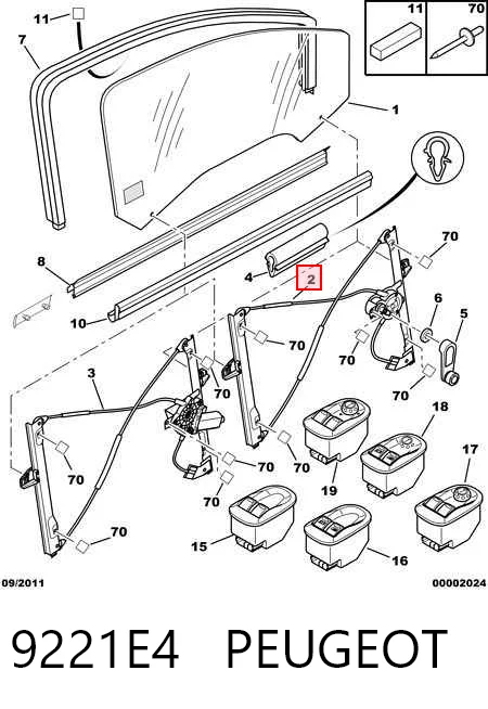 Механизм подъема стекол на Peugeot 206  2A/C