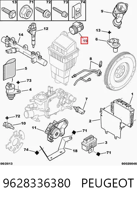 9628336380 Peugeot/Citroen Датчик расхода воздуха