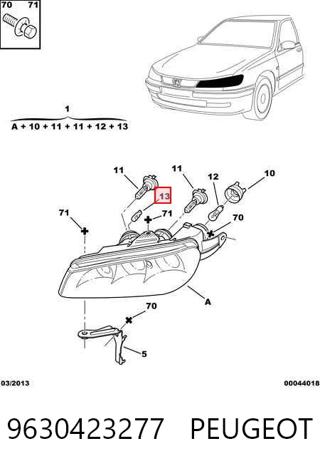 Фара левая Peugeot 406 универсал (8E, F) (1996 - 2004) цена, от 79.34 USD