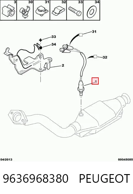 9636968380 Peugeot/Citroen Датчик кислорода после катализатора
