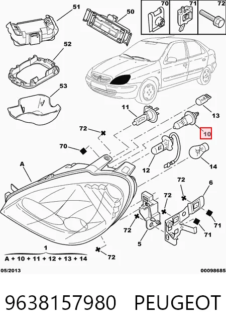 Фара левая Citroen Xsara хэтчбек (N1) (1997 - 2005) цена, от 111.87 USD
