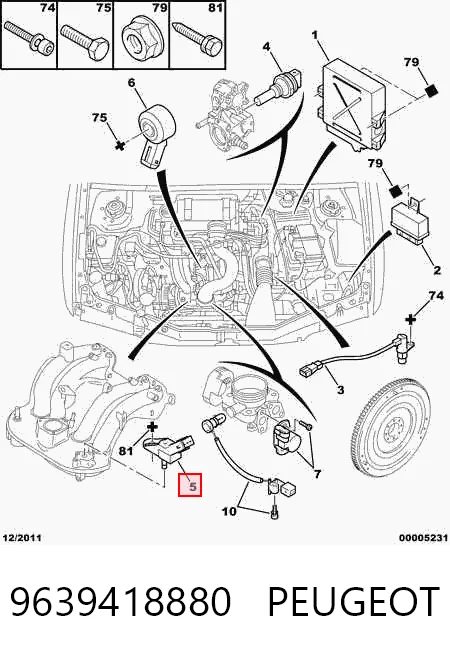 9639418880 Peugeot/Citroen Датчик давления воздуха