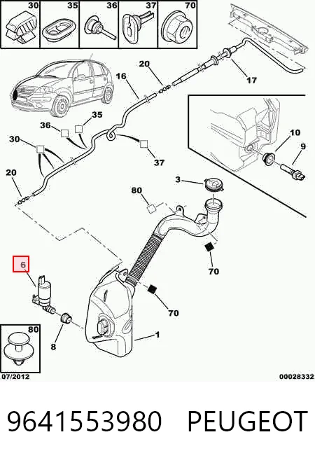 9641553980 Peugeot/Citroen Мотор омывателя лобового стекла