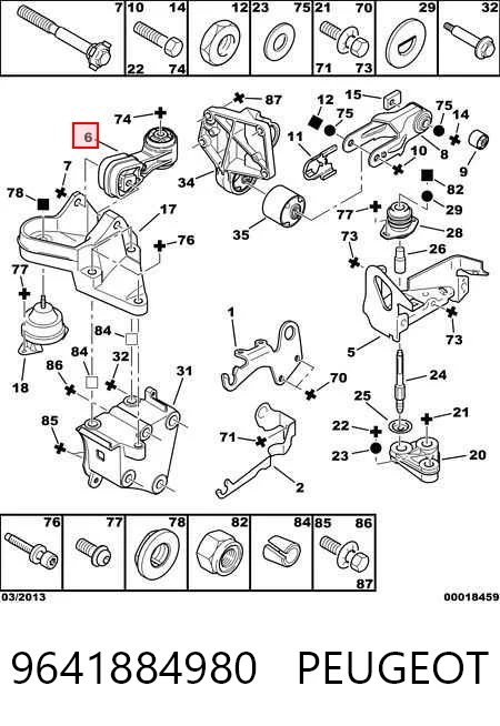 9641884980 Peugeot/Citroen Правая подушка двигателя