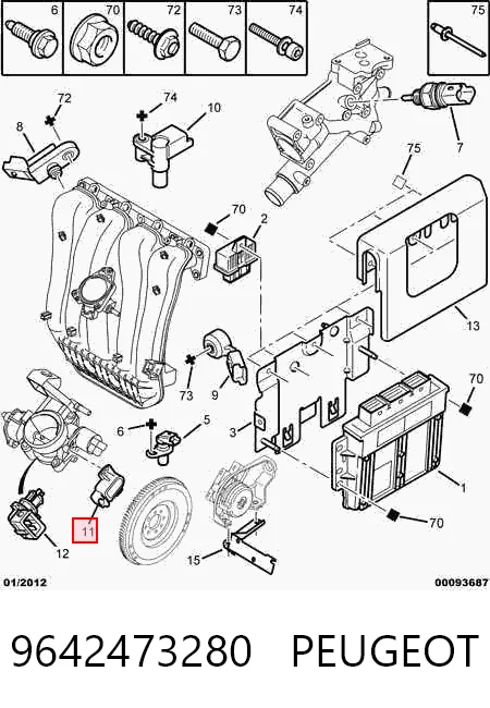 9642473280 Peugeot/Citroen Датчик положения дроссельной заслонки