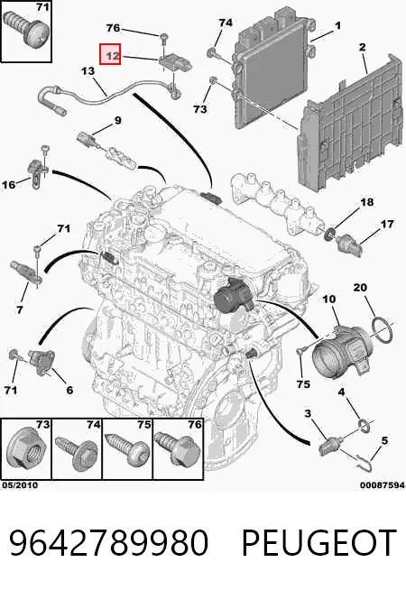 9642789980 Peugeot/Citroen Датчик давления воздуха