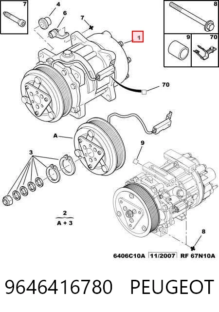 9646416780 Peugeot/Citroen Компрессор хладагента