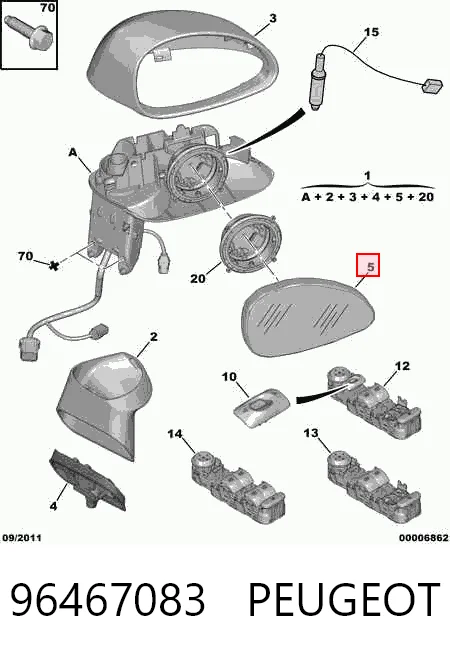 2008M57 FPS Левое боковое зеркало