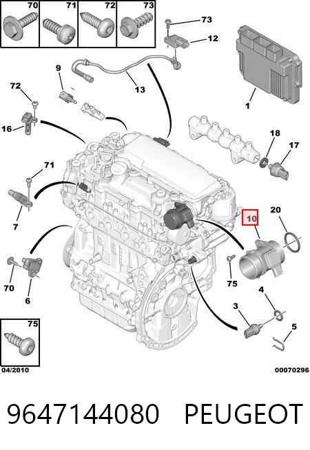 9647144080 Peugeot/Citroen Датчик расхода воздуха