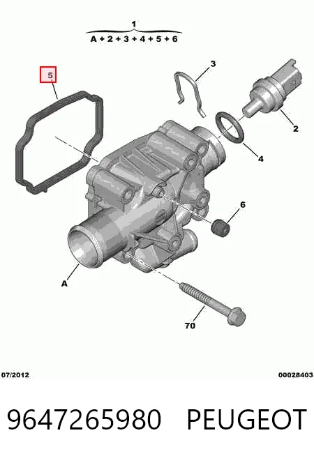 9647265980 Peugeot/Citroen Корпус термостата в сборе