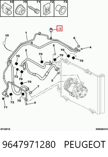 9647971280 Peugeot/Citroen Клапан давления кондиционера