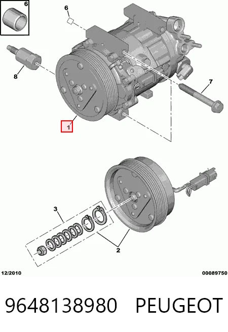 9648138980 Peugeot/Citroen Компрессор хладагента
