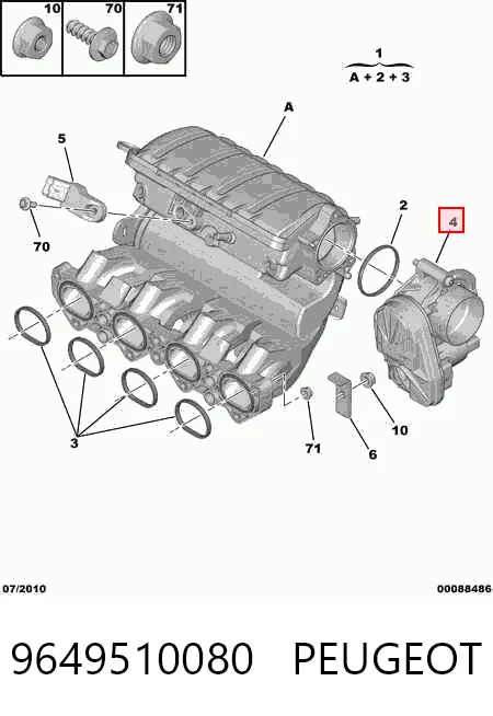 9649510080 Peugeot/Citroen Дроссельная заслонка